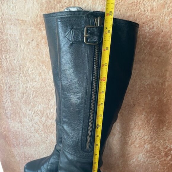 Anthropologie tall women's black leather riding style boots EUC, 9M - Picture 9 of 14